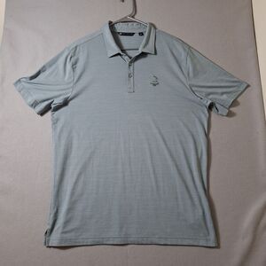 Travis Mathew Mens Polo Shirt Size XL Gray Black Floral Pinehurst Short Sleeve